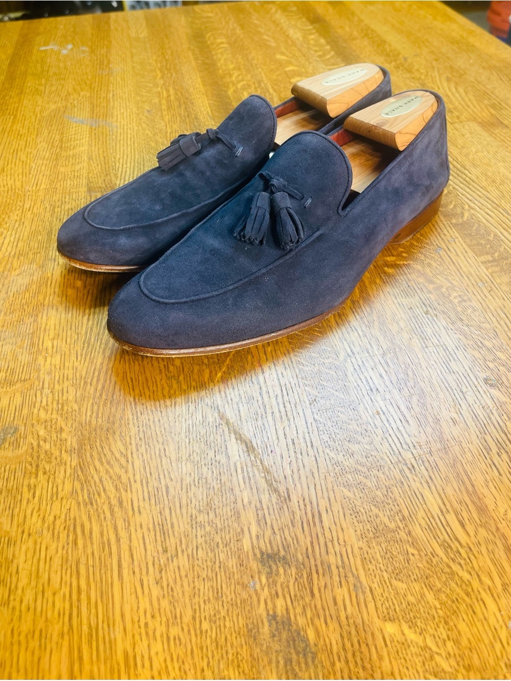Magnanni Men’s Navy Suede Tassel Loafers Slip-On Dress Shoes